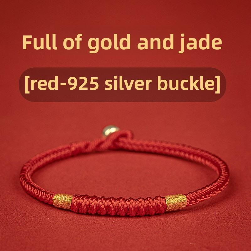 [Buy one, get three]Red string bracelet 925 silver hand-woven Vajra knot