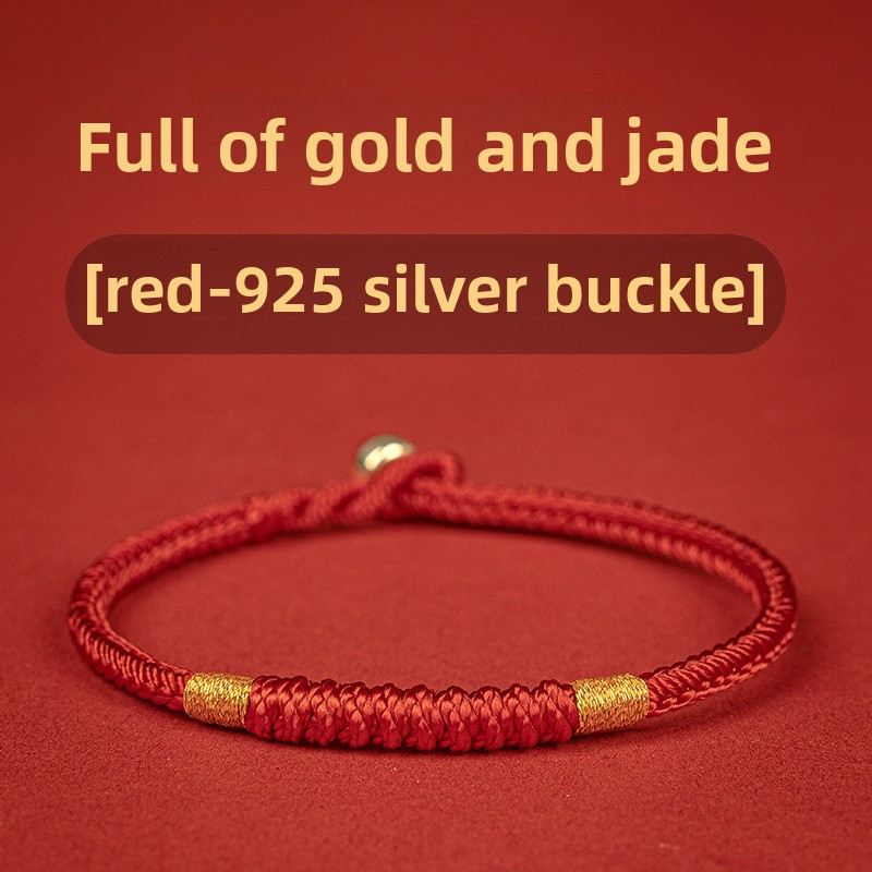 [Buy one, get three]Red string bracelet 925 silver hand-woven Vajra knot