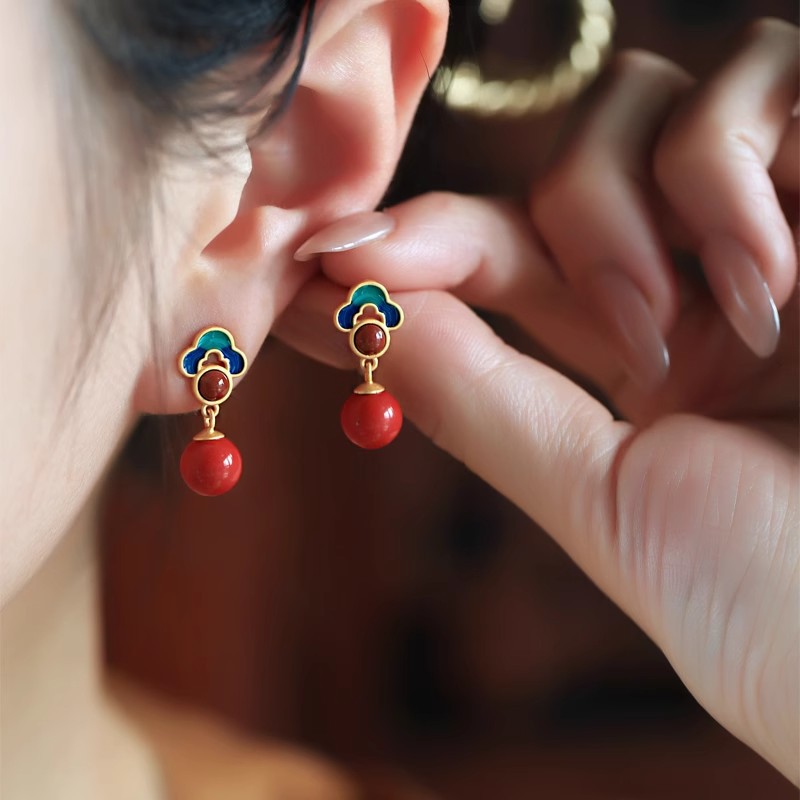 Xiangyun Purple Gold Sand Earrings