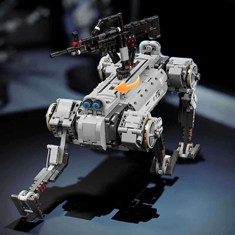 12GO-96009 Unmanned Robot Dog Modern Military Weapon High-Difficulty Assembly Building Blocks Toy for Boys