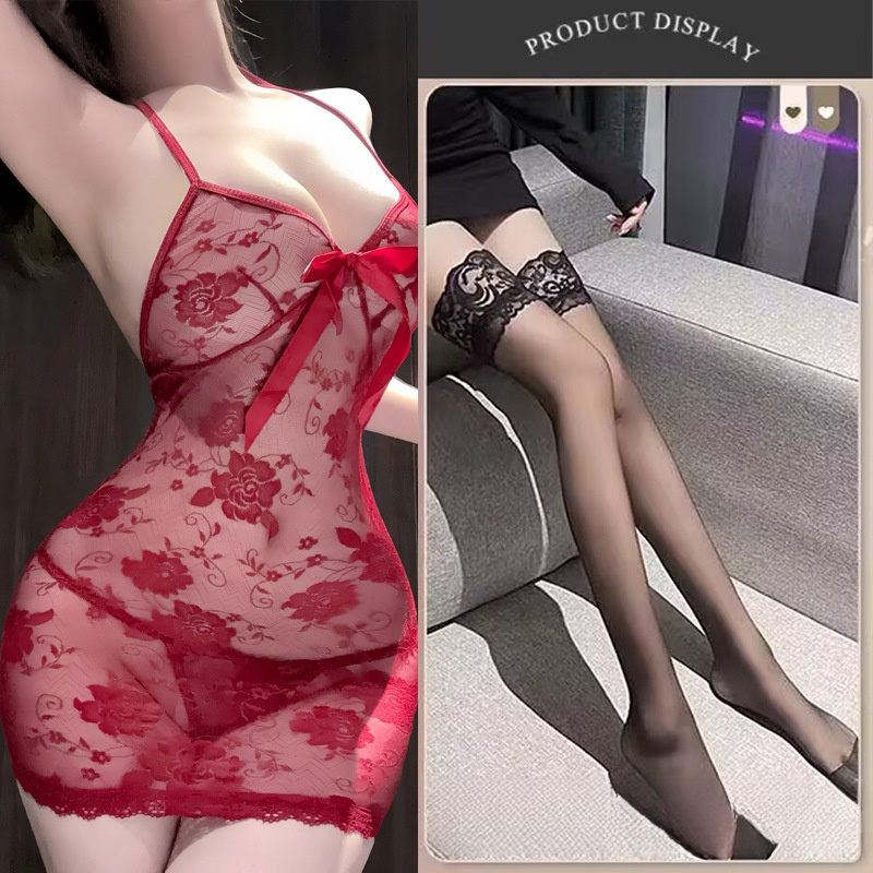  Sexy Lingeri Pure Desire Rose Backless Nightdress Sexy Lace Temptation 