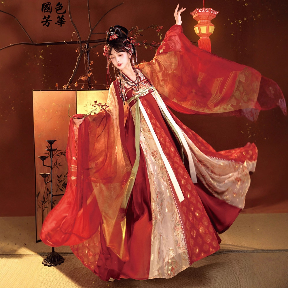 Red Hanfu for Women, Tang Dynasty Style, Improved Ancient Costume