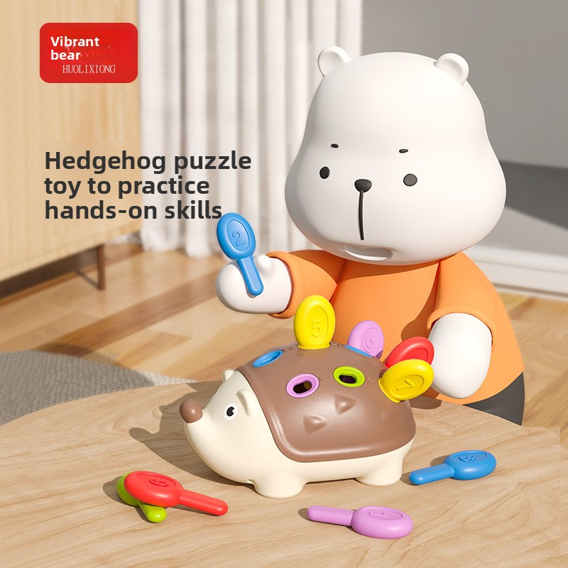 Baby's Educational Puzzle and Insert Toy: Baby Hedgehog Insertion Fun 6 for Fine Finger Training, Suitable for 1-Year-Olds