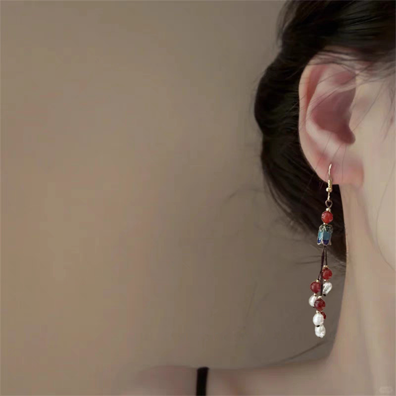 Tassel Ear Hook Earrings New Chinese Style Light Luxury High-end Feel
