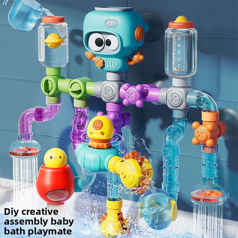 Children's baby water cannon pump-action water pumping toy, cartoon swimming pool, bathroom shower, beach water play, parent-child game