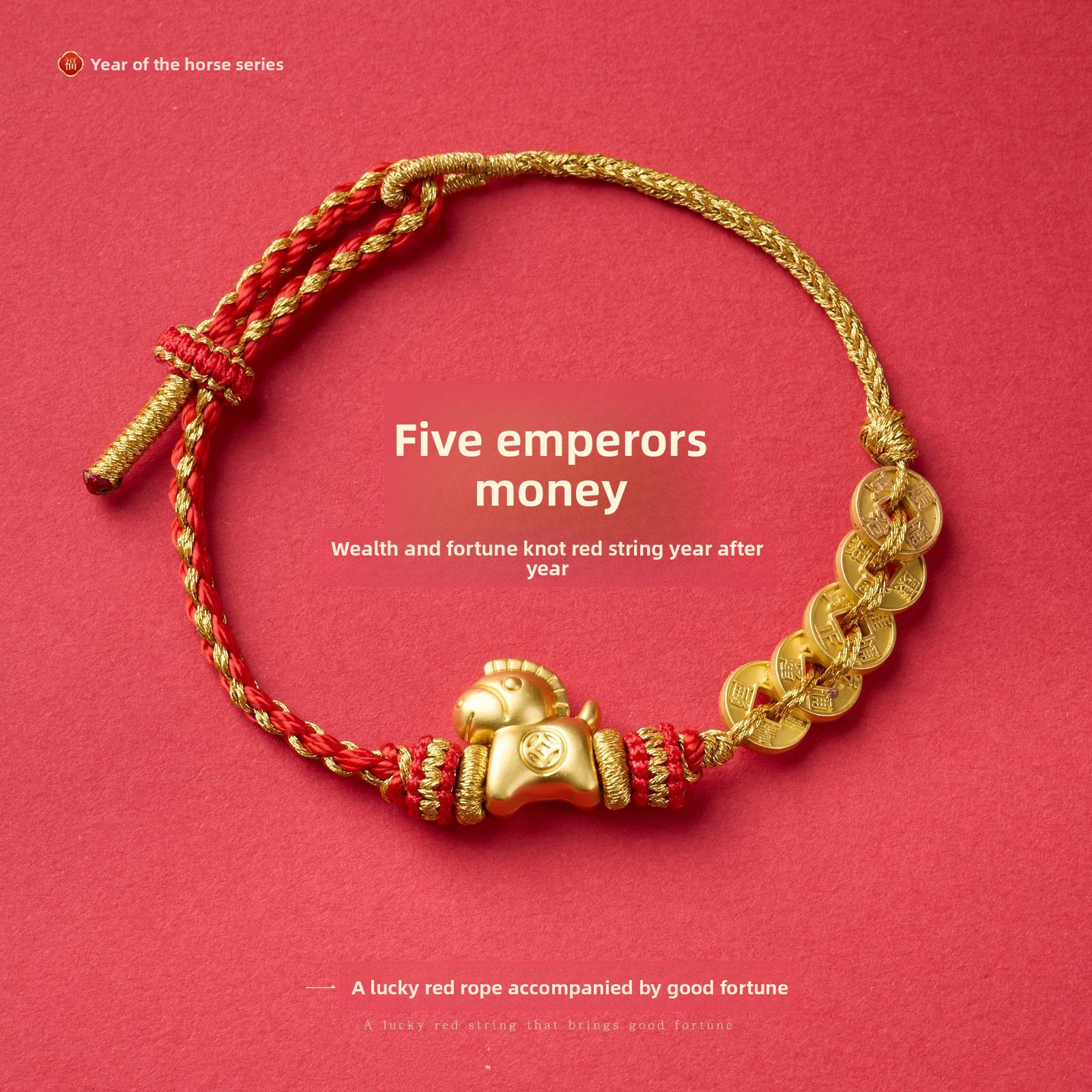 [Buy one, get three]New Year Bracelet Year of the Horse Good Luck Red String Bracelet DIY Handmade Woven Zodiac Year