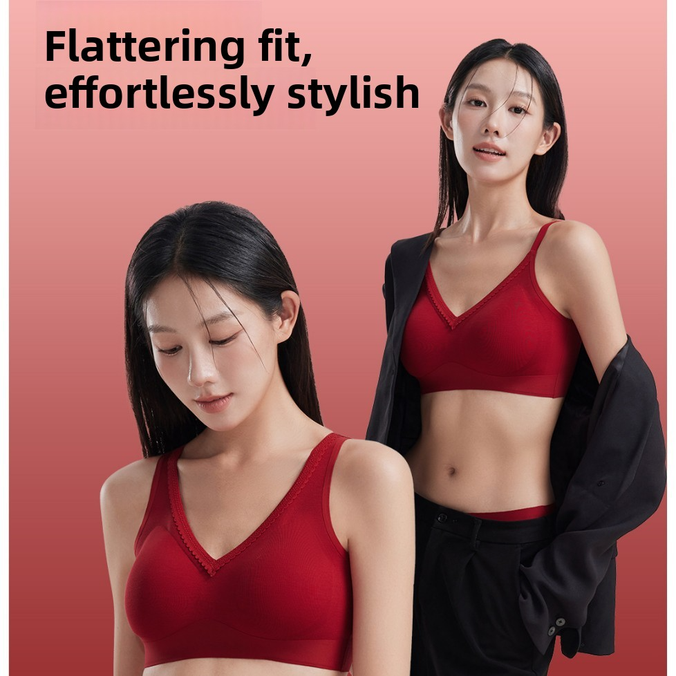 Red Underwear for Women in Their Zodiac Year, Seamless Push-Up Bra