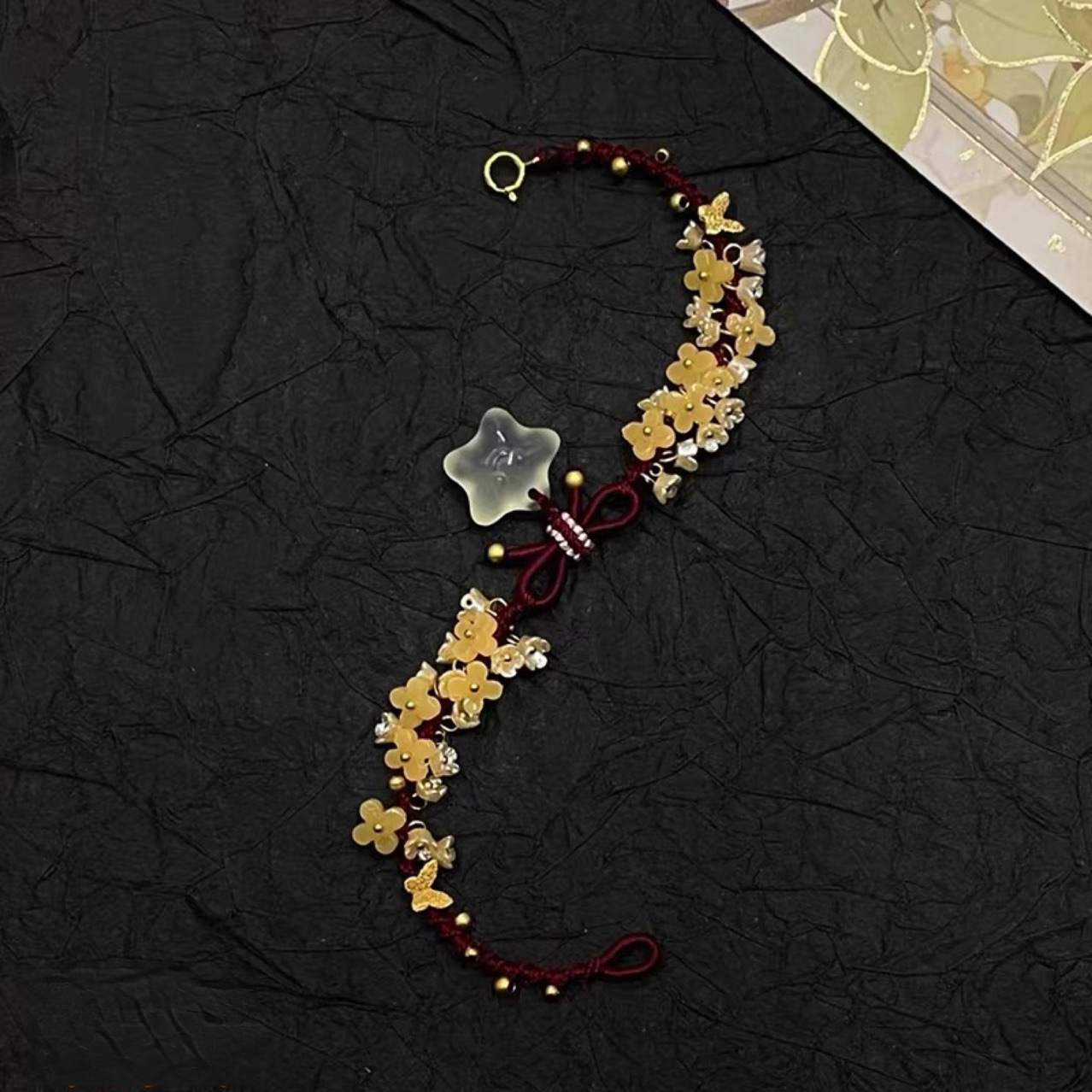 Smiling Agate Star Bracelet Handmade Weaving