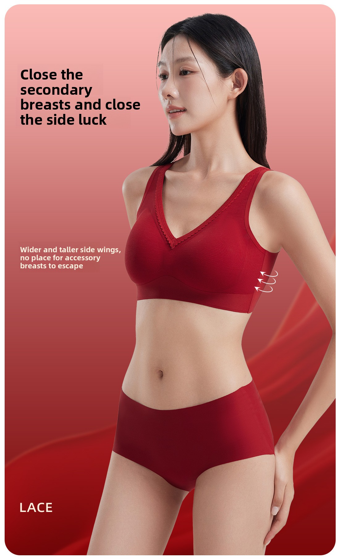 Red Underwear for Women in Their Zodiac Year, Seamless Push-Up Bra