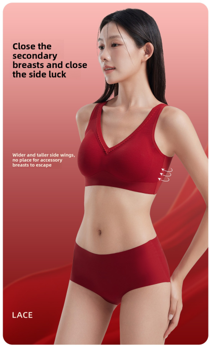 Red Underwear for Women in Their Zodiac Year, Seamless Push-Up Bra