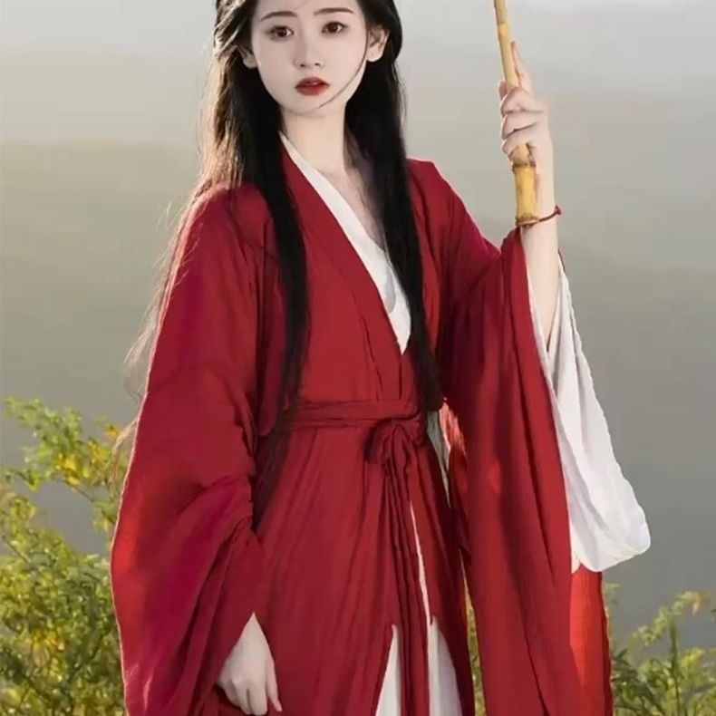 Red Wei Jin Southern and Northern Dynasties Hanfu for Women