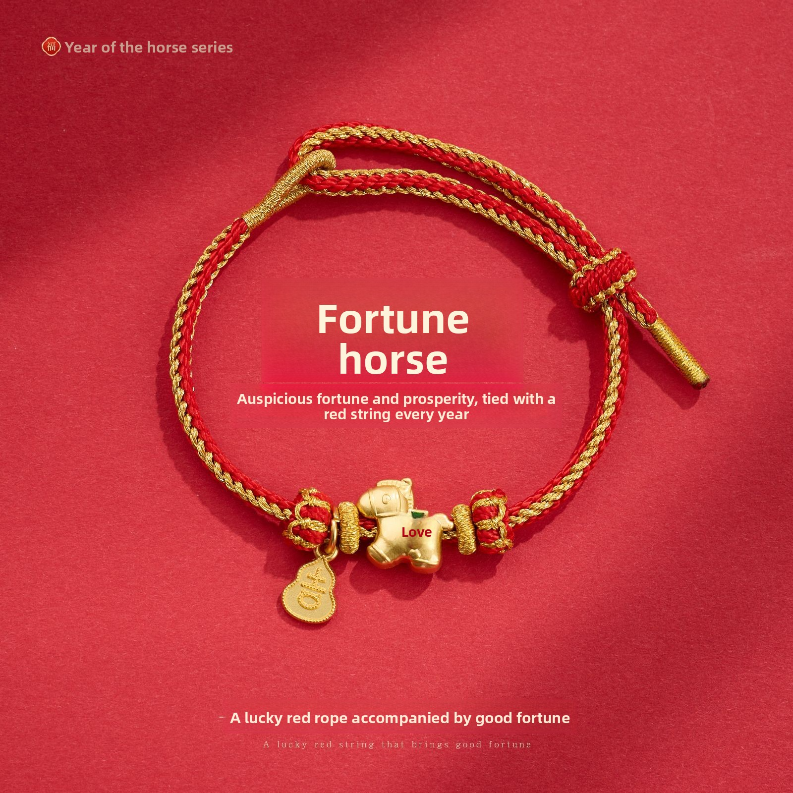 [Buy one, get three]New Year Bracelet Year of the Horse Good Luck Red String Bracelet DIY Handmade Woven Zodiac Year