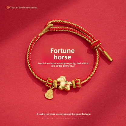 [Buy one, get three]New Year Bracelet Year of the Horse Good Luck Red String Bracelet DIY Handmade Woven Zodiac Year