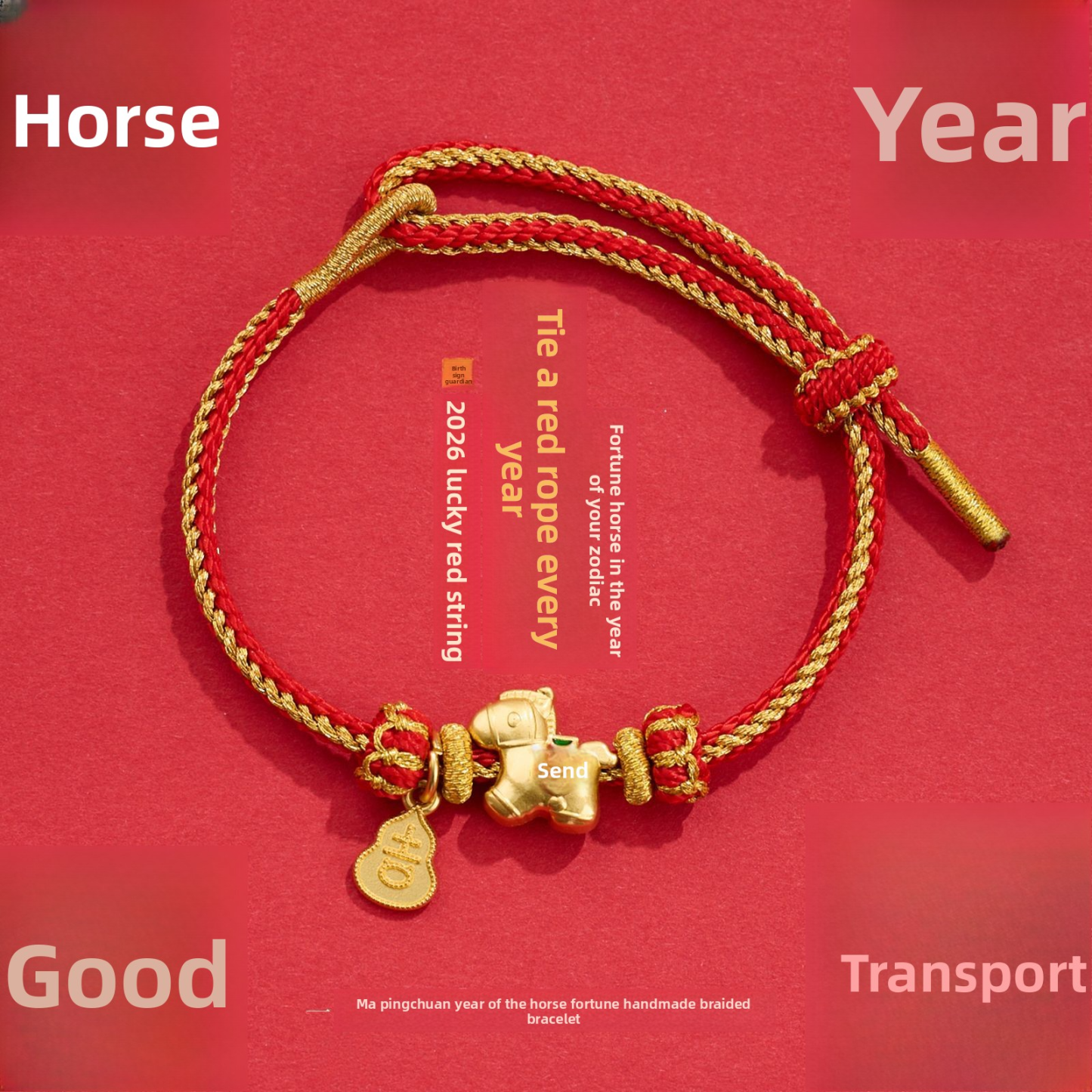 [Buy one, get three]New Year Bracelet Year of the Horse Good Luck Red String Bracelet DIY Handmade Woven Zodiac Year