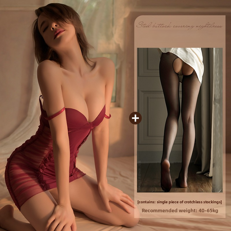 Sexy Gathered Lingerie Camisole Dress Bed Tease Black 