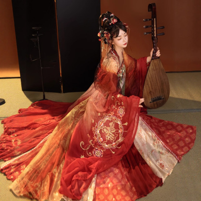 Red Hanfu for Women, Tang Dynasty Style, Improved Ancient Costume