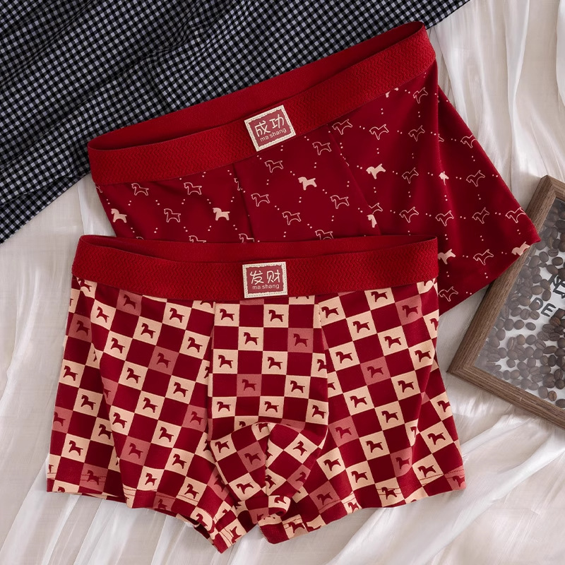 Year of the Horse Red Men's Underwear Men's Zodiac Year Boxer Briefs
