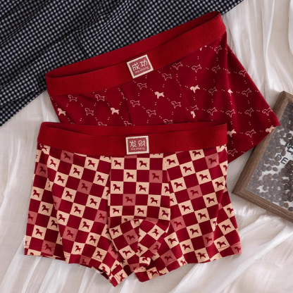 Year of the Horse Red Men's Underwear Men's Zodiac Year Boxer Briefs