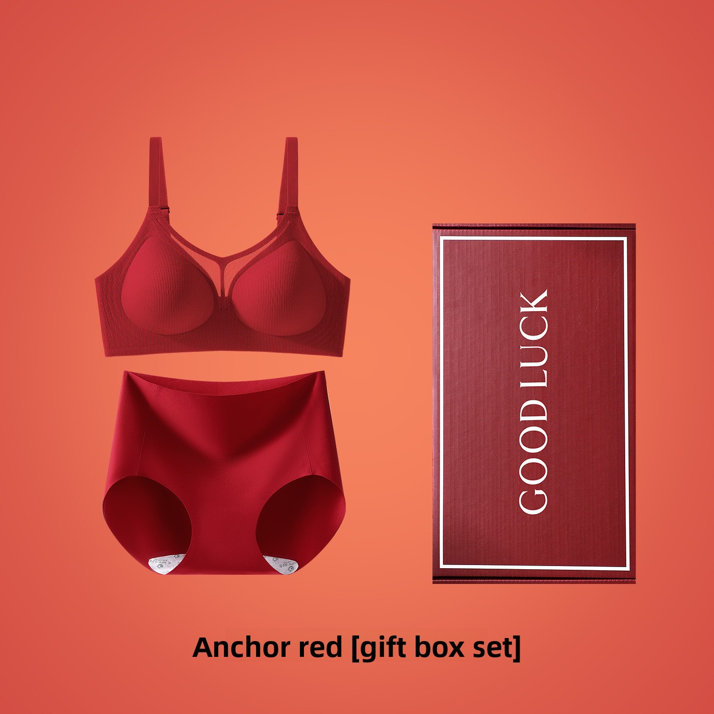 Red Underwear Wedding Bride Bra Set Gift Box Women's Zodiac Year Seamless Antibacterial Panties Small Chest Push-Up Beautiful Back