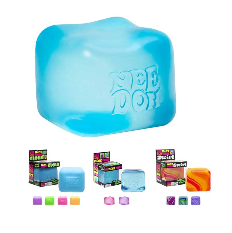 Schylling NeeDoh Nice Cube - Best-Selling Sensory Fidget Toy with a Super Solid Squish - Premium Stretchable Stress Relief Toy - One Random Color