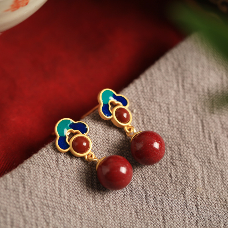 Xiangyun Purple Gold Sand Earrings