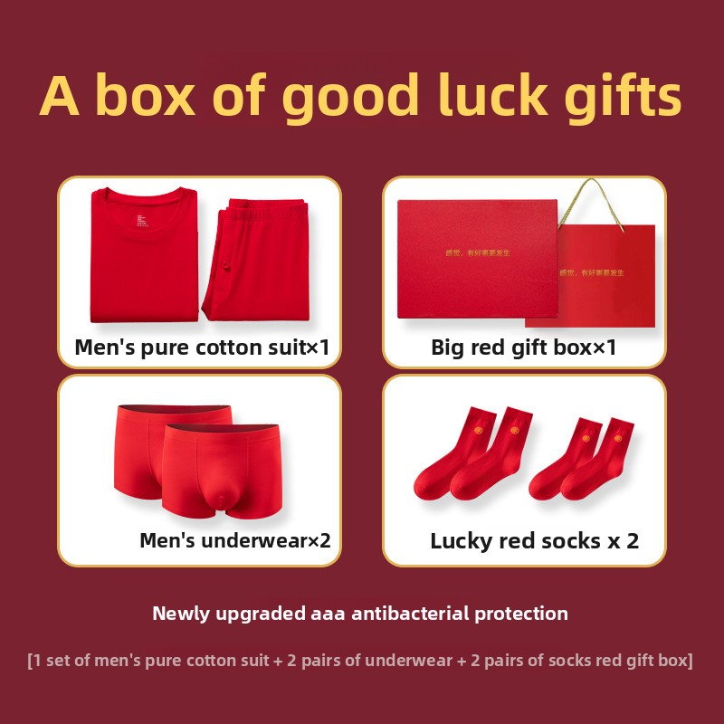 Red Thermal Underwear Set for Men Long Johns