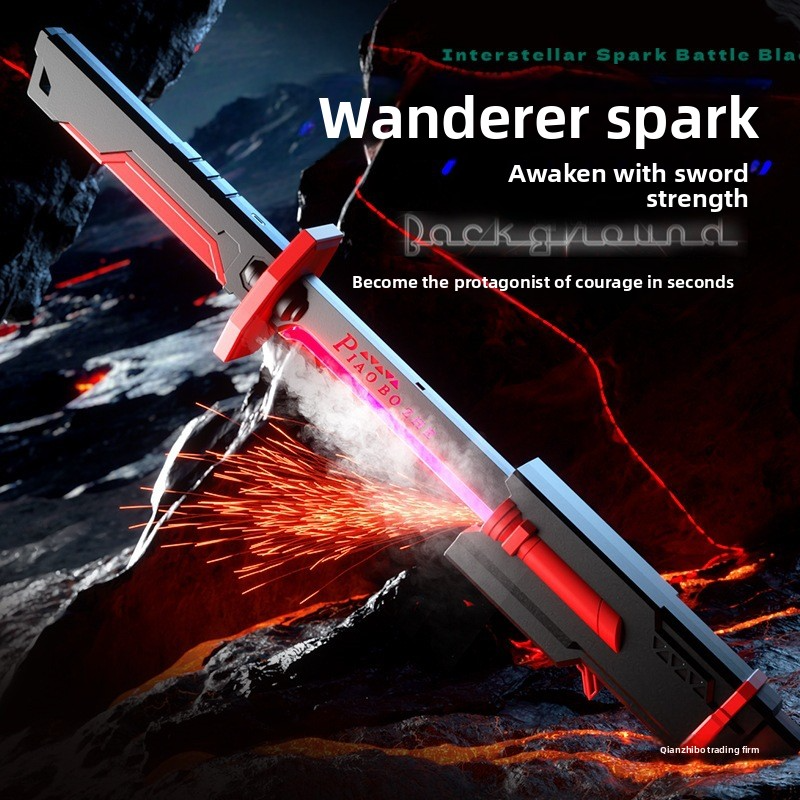Douyin Internet celebrity drifter glowing spark knife toy laser sword, children's boys' flashing sword, samurai sword