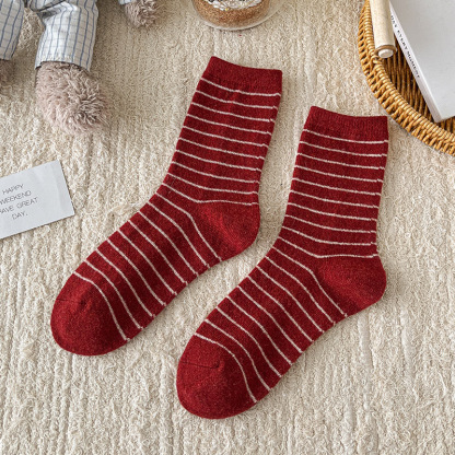  【Buy one, get three】Red Socks for Women Snake Year New Year Ins Angora Red Wool Christmas Slouch Socks