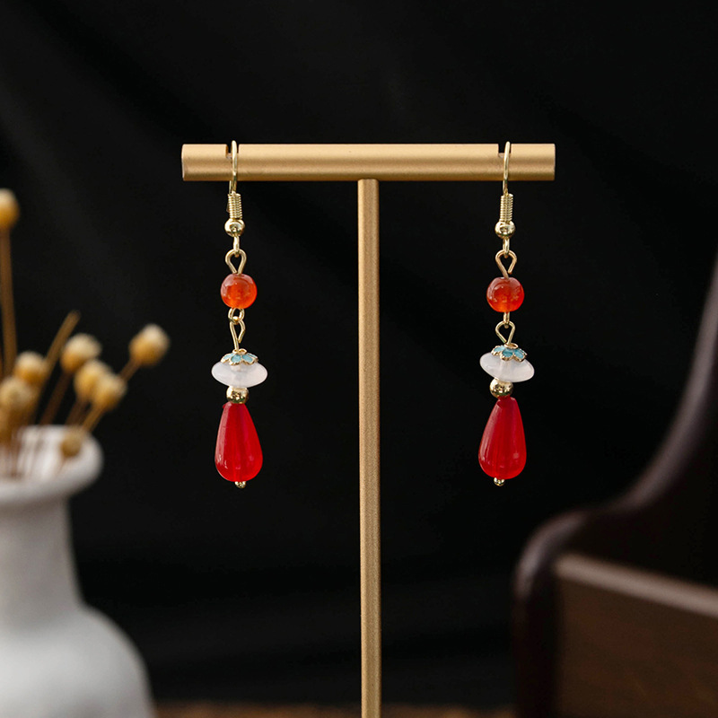 Ancient Style Red Chinese Earrings