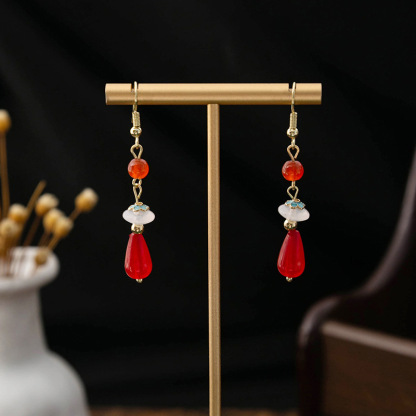 Ancient Style Red Chinese Earrings