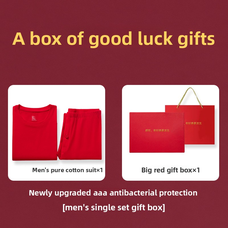 Red Thermal Underwear Set for Men Long Johns