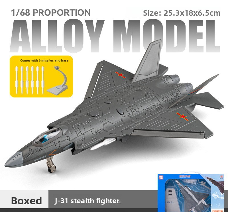 Fighter Jet Alloy Model 1:72 J-15 J-20, Launchable Toy Simulation Military Aircraft Decoration for Children and Boys
