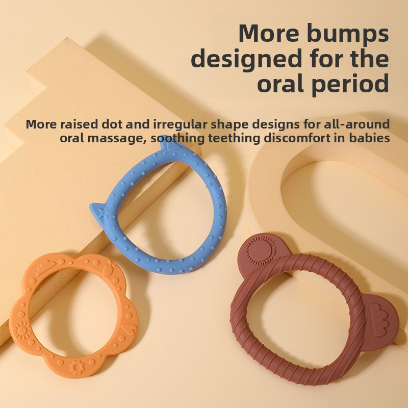 New style food-grade silicone cartoon baby teether, children's chewing gum wholesale, baby teething stick toy to relieve teething