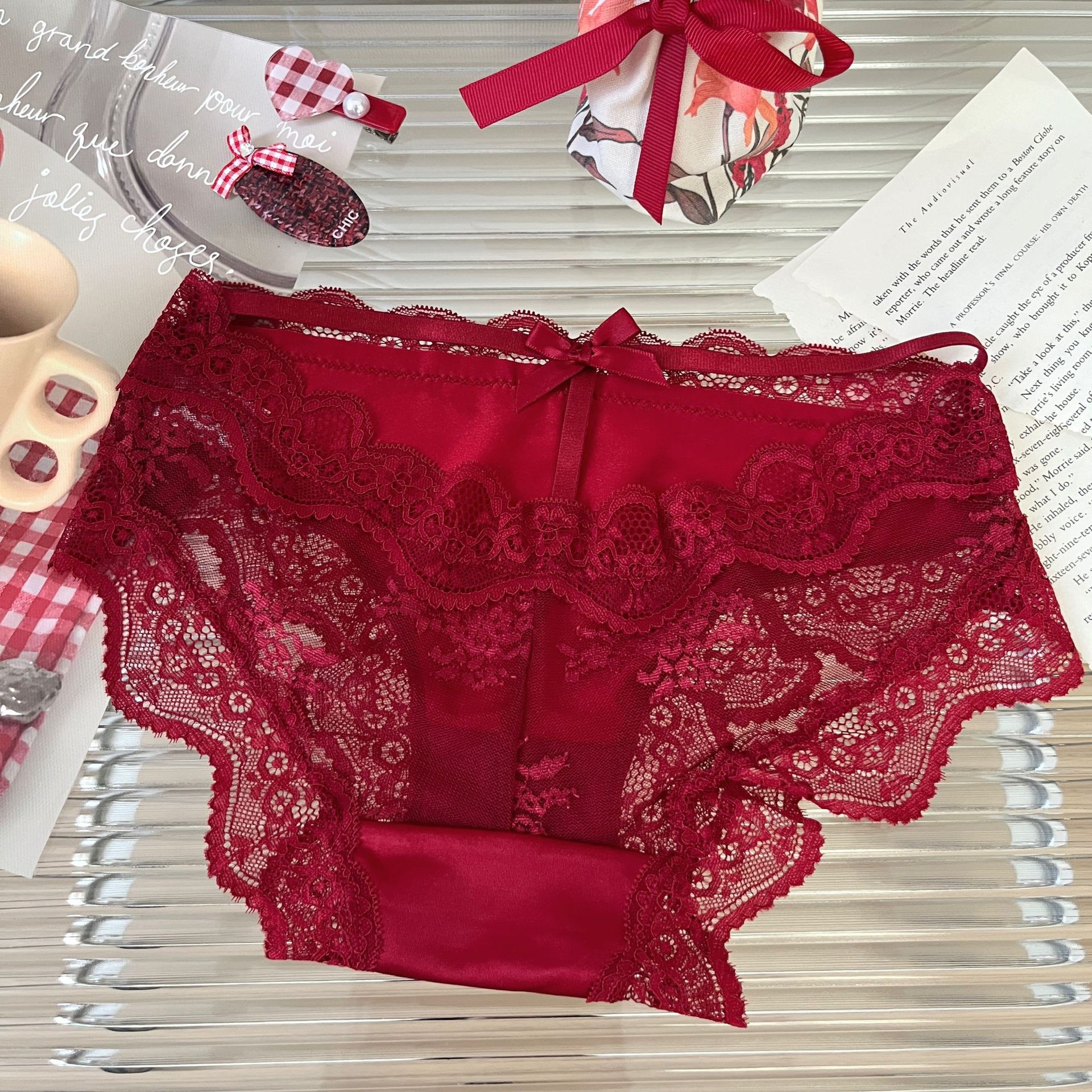 Women's Red Lace Panties Sexy