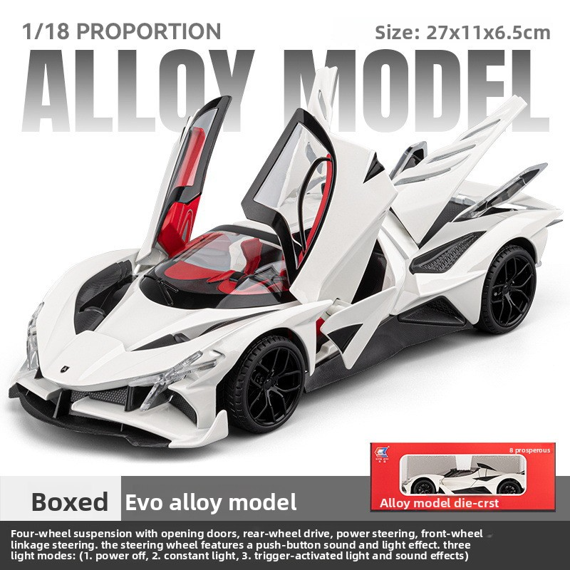 Chezhi 1:18 Apollo EVO Simulation Alloy Sports Car Model with Sound, Light, Pull Back, Multi-Door Opening - Toy, Collection, Gift