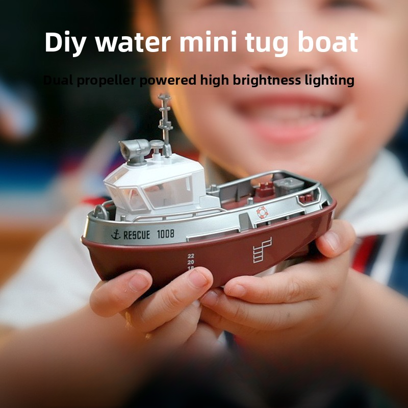 New Mini Remote Control Boat: 2-Speed Dual-Motor Electric Speedboat, Rechargeable, Children's Toy Tugboat