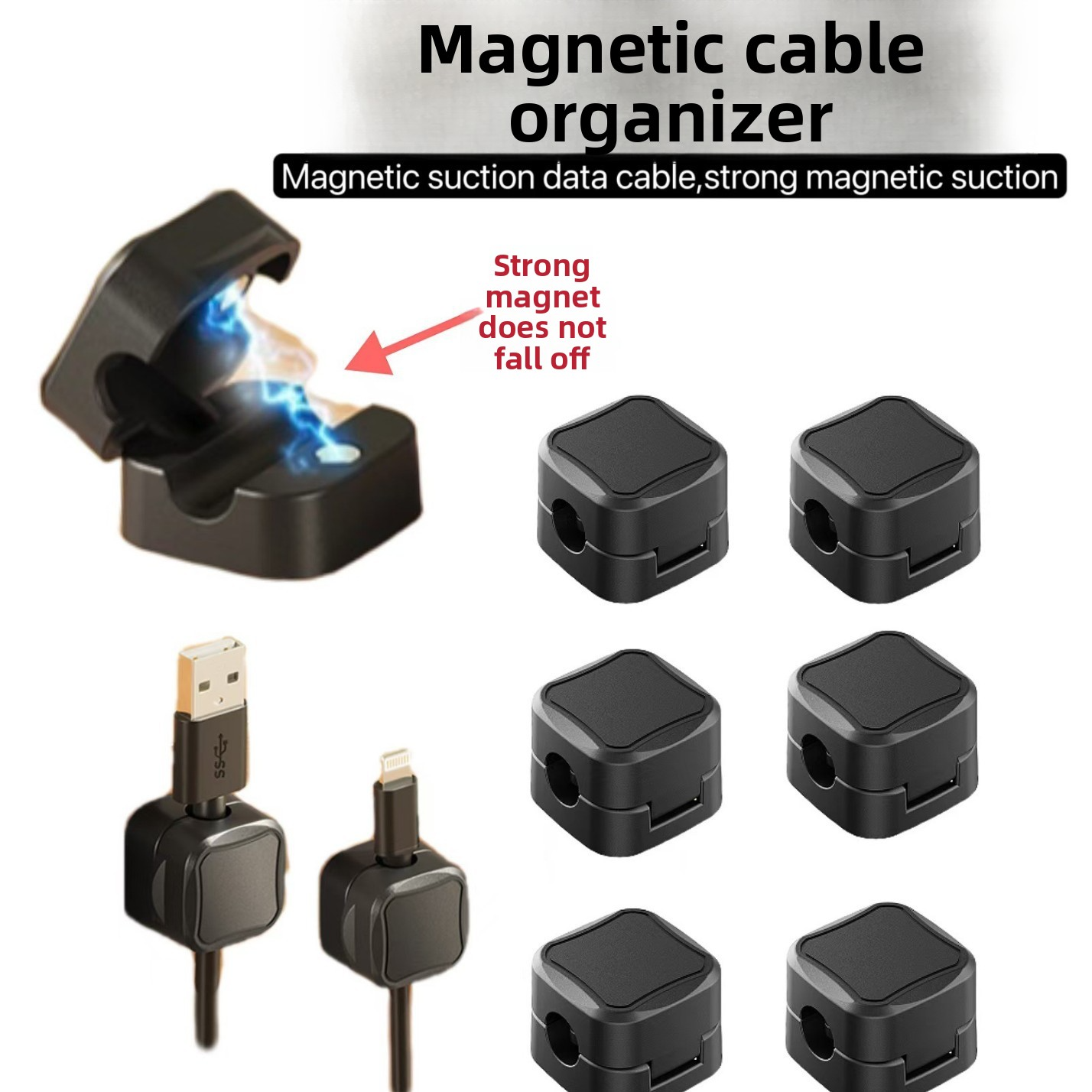 Magnetic Buckle-Type Drill-Free Desktop Cable Organizer