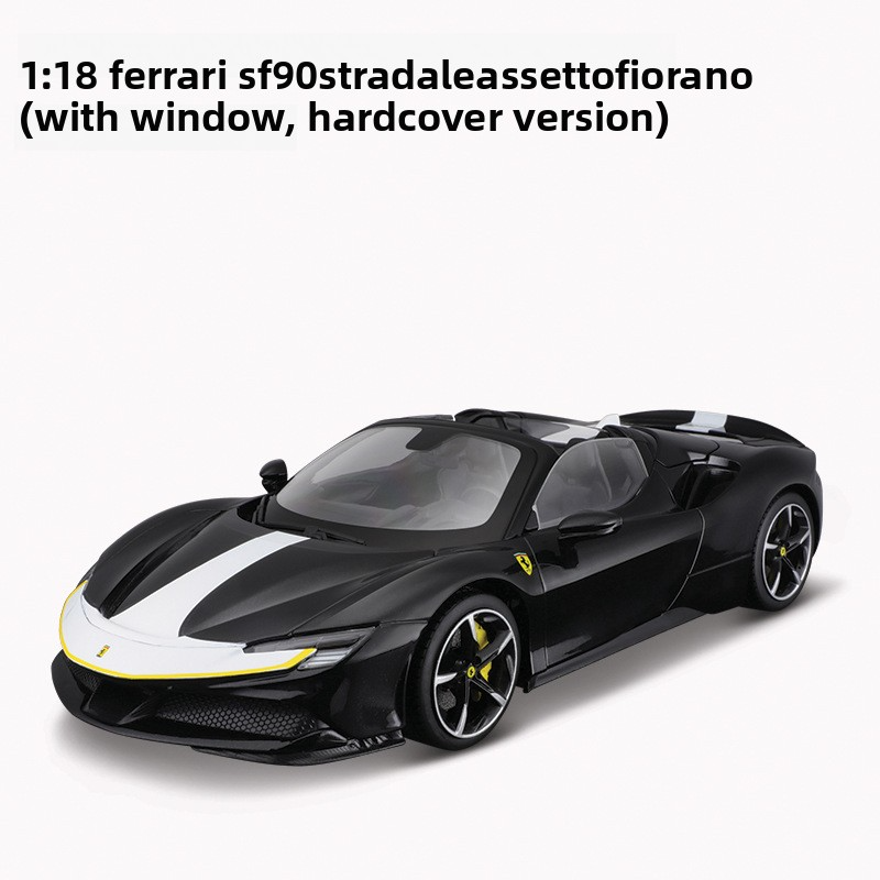 Bburago Bimeigao 1:18 SF90 Deluxe Alloy Car Model, Metal Car Model Decoration, Boys' Toy Car