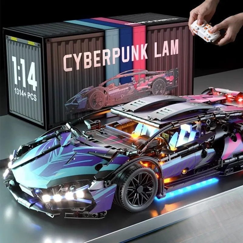 Compatible with Lego Porsche 911 Bugatti remote-controlled racing car building block car sports car assembly model, a toy for boys