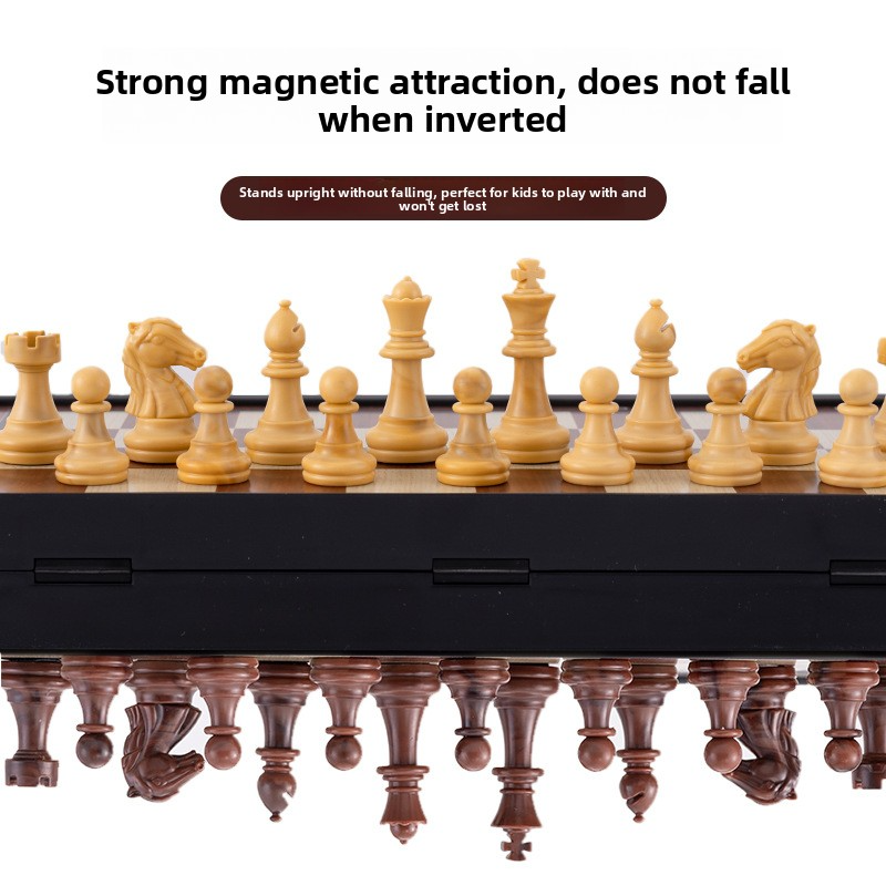 Euro-American High-End Imitation Wood Grain Magnetic Chess Set