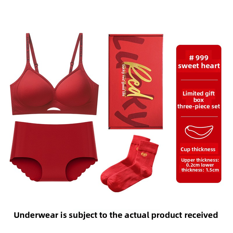 Red Underwear for Women in the Year of the Horse, Small Chest Push-Up, Enhancing Appearance