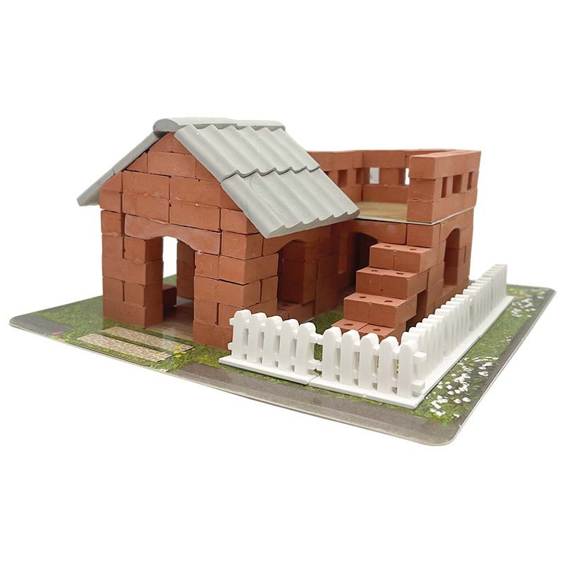 House-building toys: mini bricks, DIY real brick wall building, little bricklayer architect, children's house construction