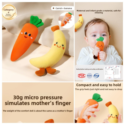Anti-startle Hand-Held Carrot Ring Baby Soothing Doll, Baby Sleep Aid, Chewable Plush Toy, Class A