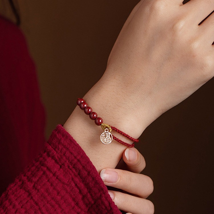 [Buy one, get three]Braided bracelet with fortune character pendant bracelet