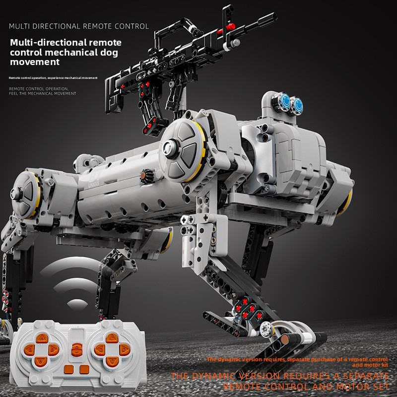 12GO-96009 Unmanned Robot Dog Modern Military Weapon High-Difficulty Assembly Building Blocks Toy for Boys