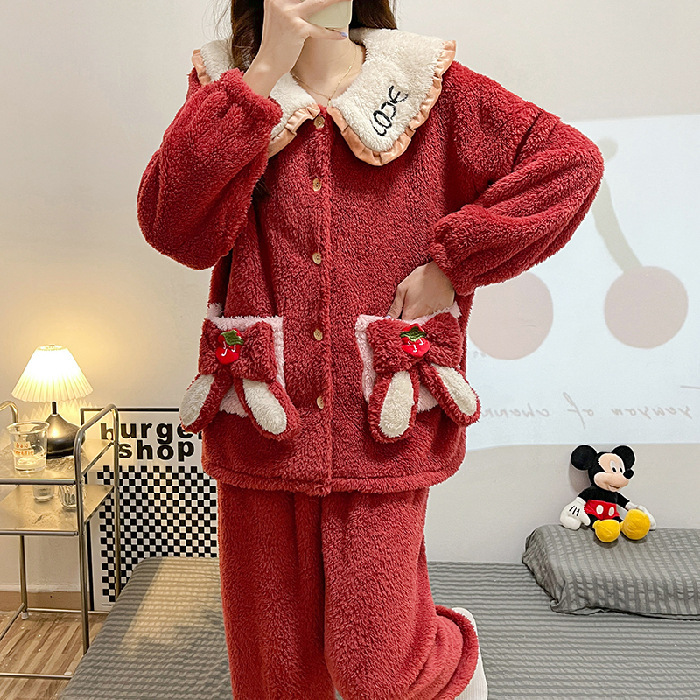 Long Stuffed Pajamas Women Winter Home Clothes