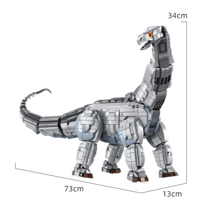 Penrose 611001-611008 T-Rex, Brachiosaurus, Mosasaurus, Indominus Rex Assembled Dinosaur Building Blocks, Boys' Toys