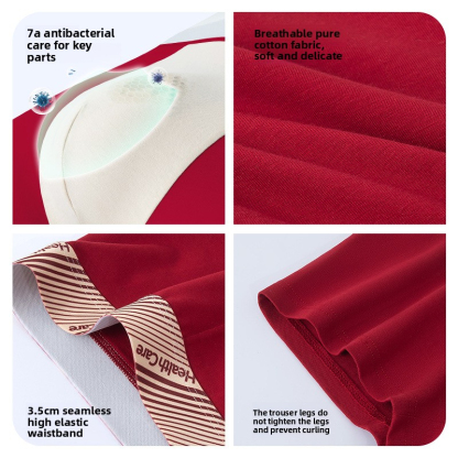 Red Men's Underwear Pure Cotton Class A Breathable and Comfortable