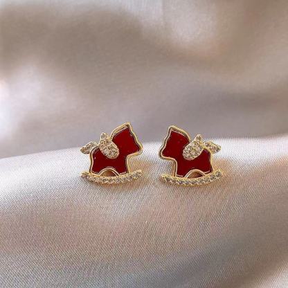 Red Pony Zodiac Year Earrings for Women