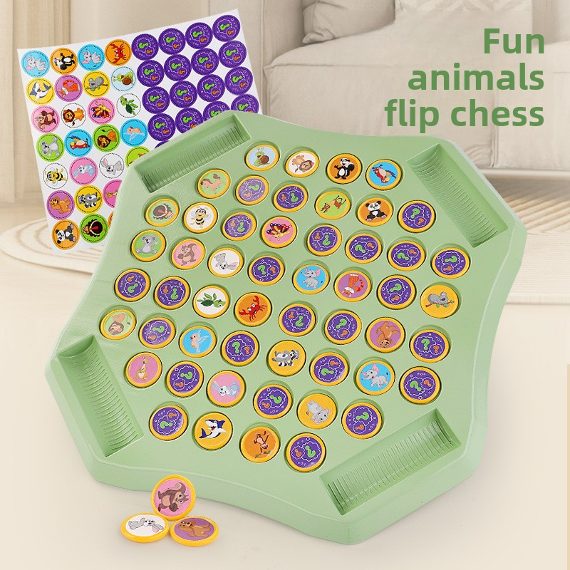 Children's Flip Chess Parent-Child Interactive Battle Tabletop Game Matching Focus Training Memory Chess Educational Toy